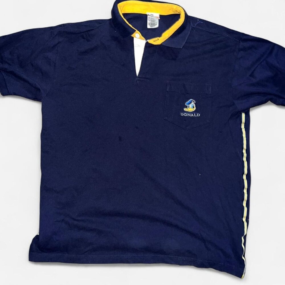 Vintage Disney Polo Shirt Size XL Donald Duck Shirt Embroidered Striped